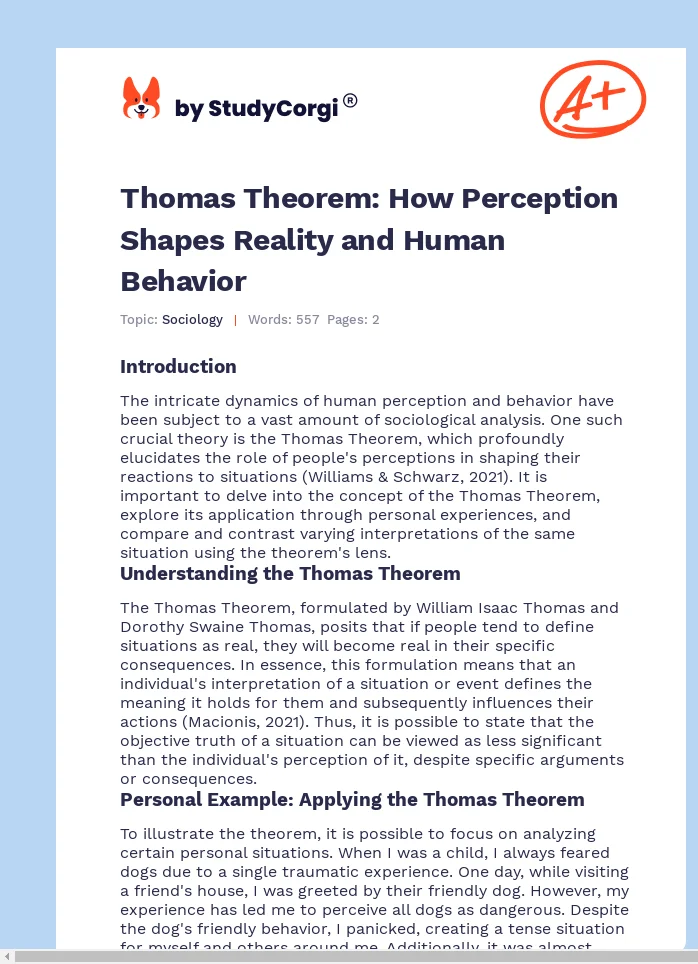 Thomas Theorem: How Perception Shapes Reality and Human Behavior. Page 1