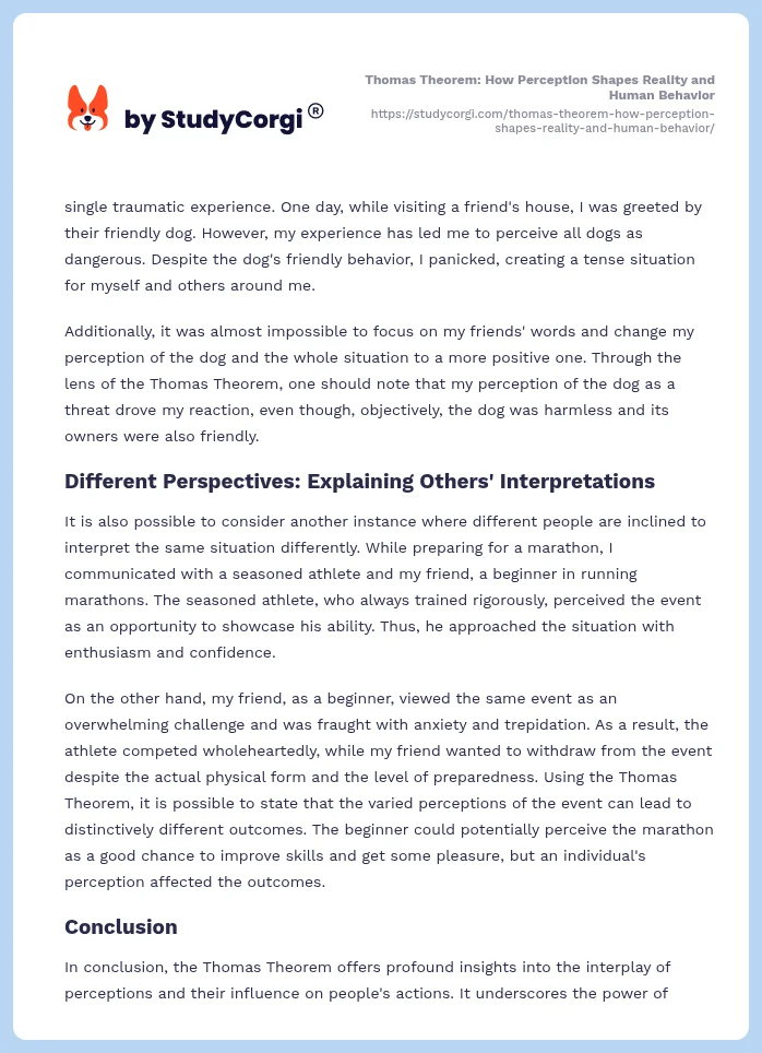 Thomas Theorem: How Perception Shapes Reality and Human Behavior. Page 2