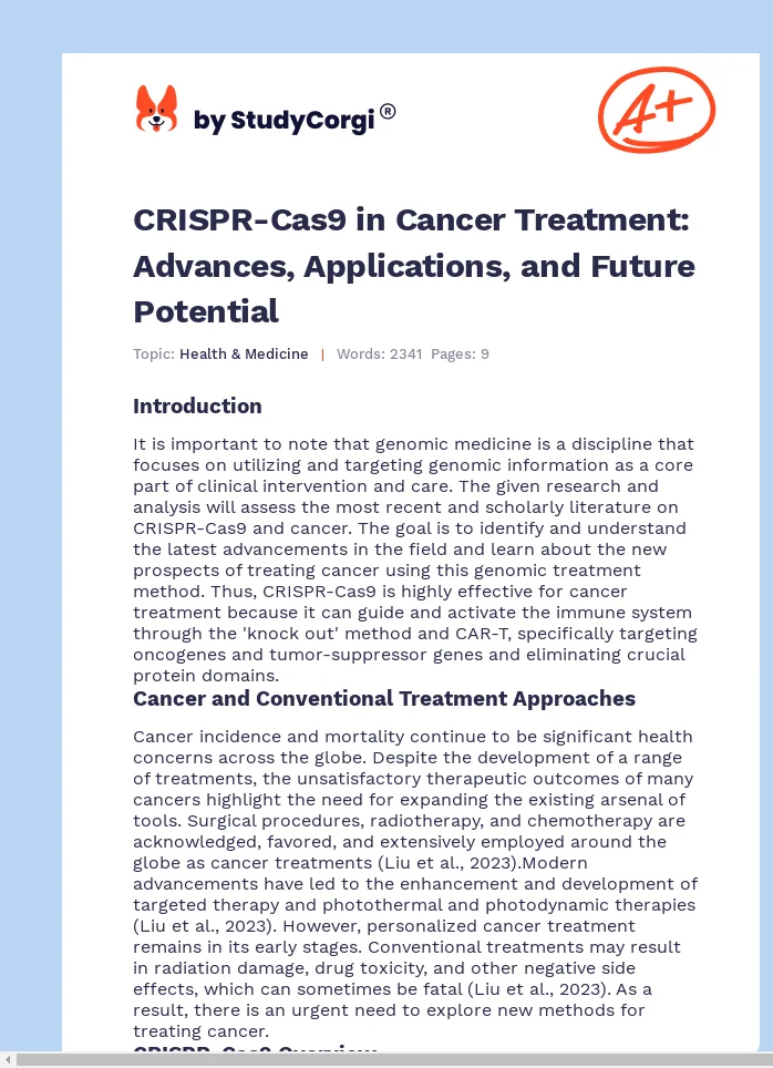CRISPR-Cas9 in Cancer Treatment: Advances, Applications, and Future Potential. Page 1