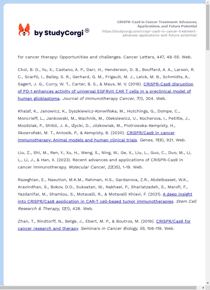 CRISPR-Cas9 in Cancer Treatment: Advances, Applications, and Future Potential. Page 2