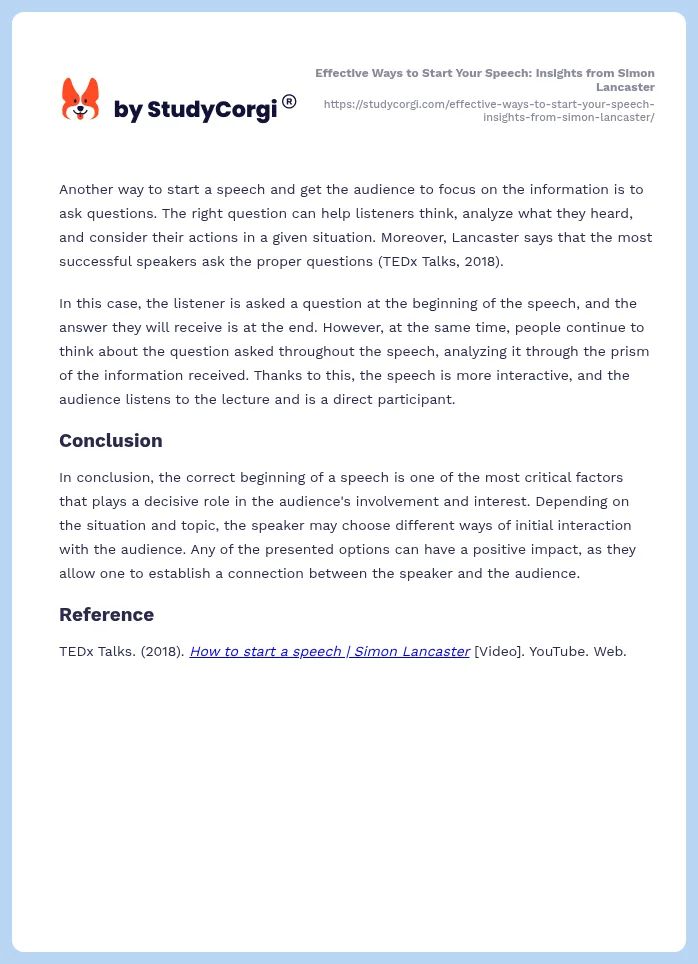 Effective Ways to Start Your Speech: Insights from Simon Lancaster. Page 2