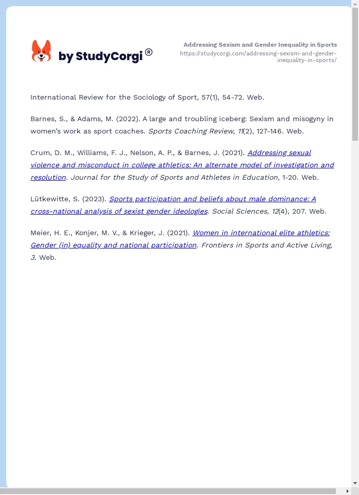 Addressing Sexism and Gender Inequality in Sports. Page 2