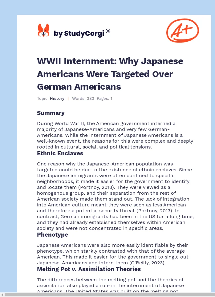 WWII Internment: Why Japanese Americans Were Targeted Over German Americans. Page 1