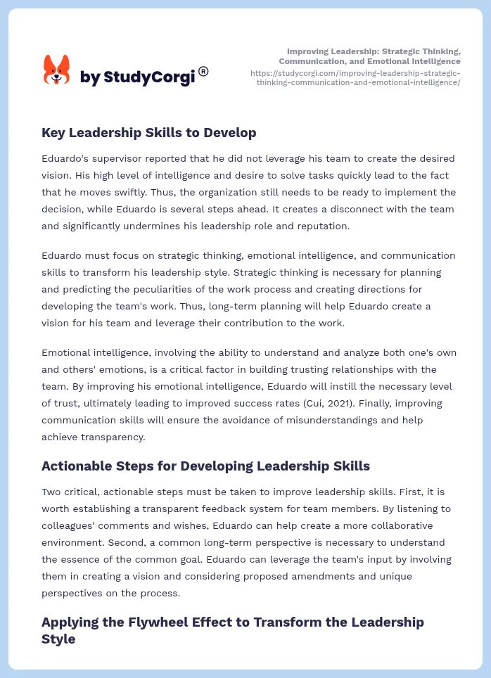 Improving Leadership: Strategic Thinking, Communication, and Emotional Intelligence. Page 2