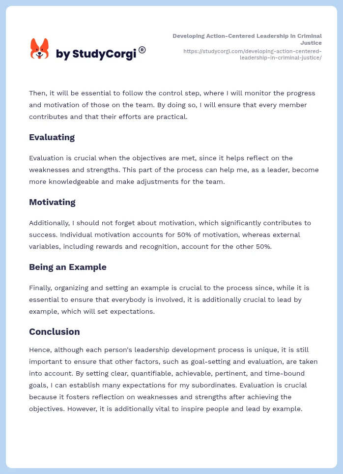 Developing Action-Centered Leadership in Criminal Justice. Page 2