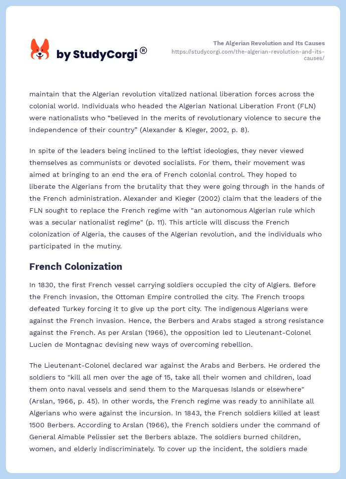 The Algerian Revolution and Its Causes. Page 2