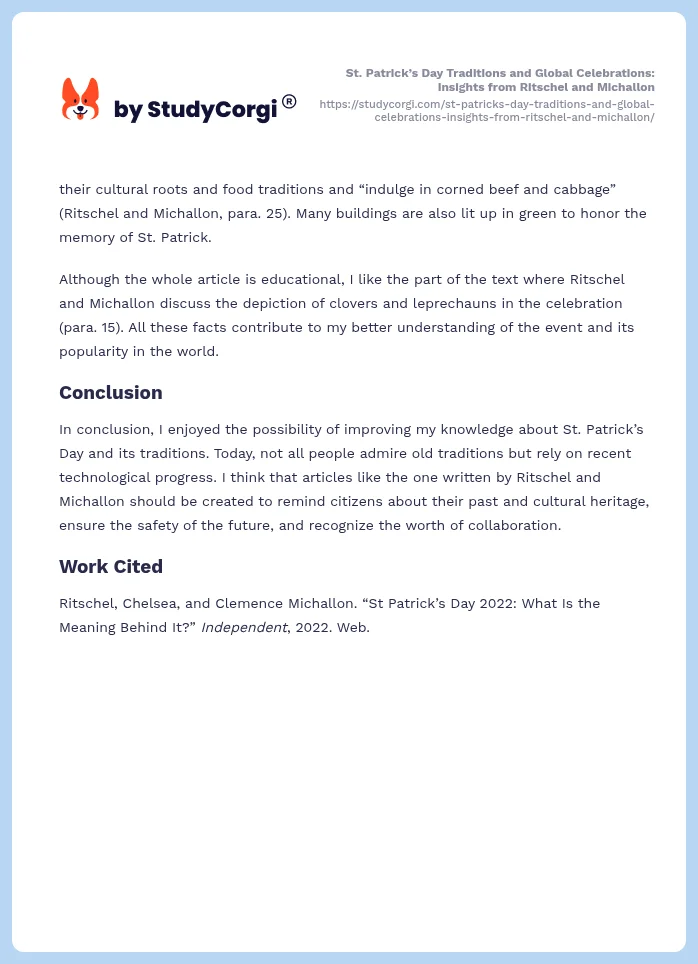 St. Patrick’s Day Traditions and Global Celebrations: Insights from Ritschel and Michallon. Page 2