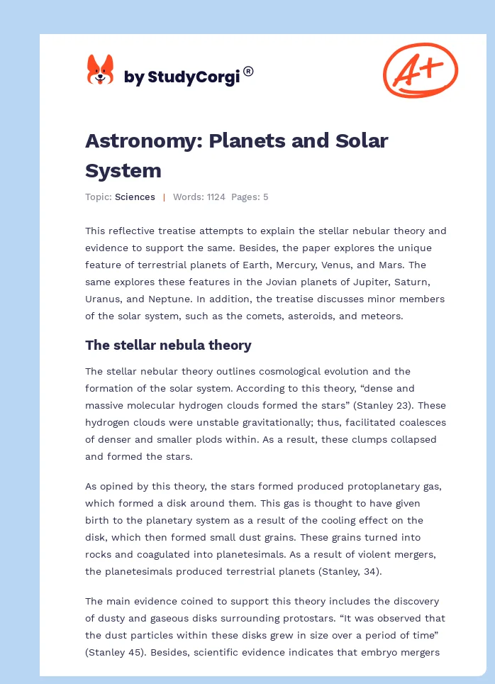 Astronomy: Planets and Solar System. Page 1