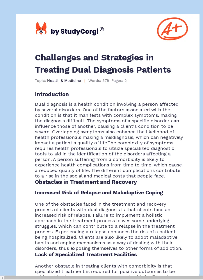 Challenges and Strategies in Treating Dual Diagnosis Patients. Page 1