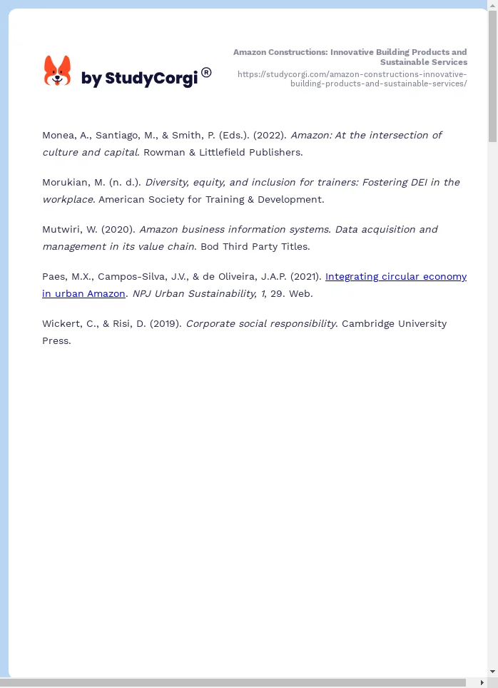 Amazon Constructions: Innovative Building Products and Sustainable Services. Page 2