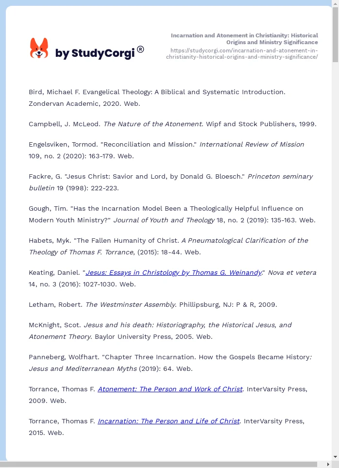 Incarnation and Atonement in Christianity: Historical Origins and Ministry Significance. Page 2