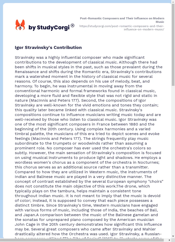 Post-Romantic Composers and Their Influence on Modern Music. Page 2