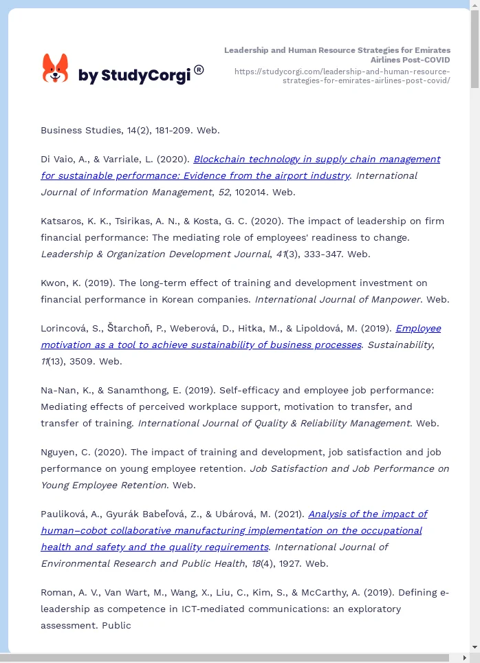 Leadership and Human Resource Strategies for Emirates Airlines Post-COVID. Page 2