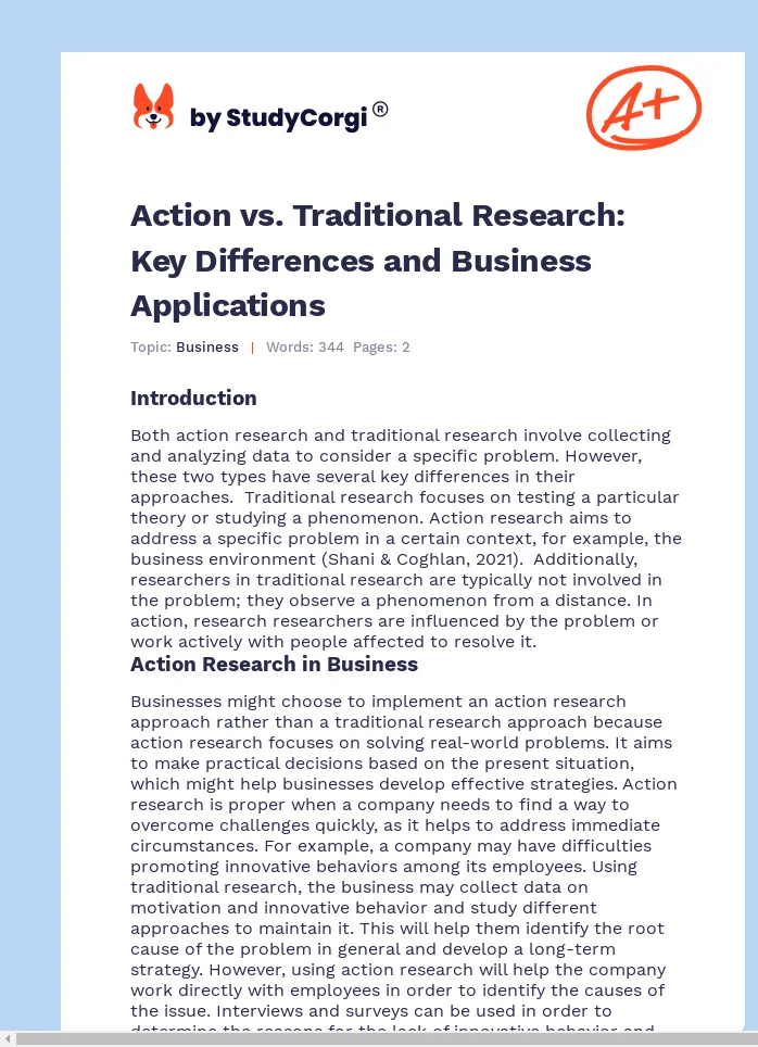 Action vs. Traditional Research: Key Differences and Business Applications. Page 1