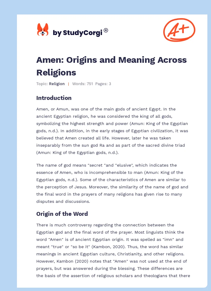 Amen: Origins and Meaning Across Religions. Page 1