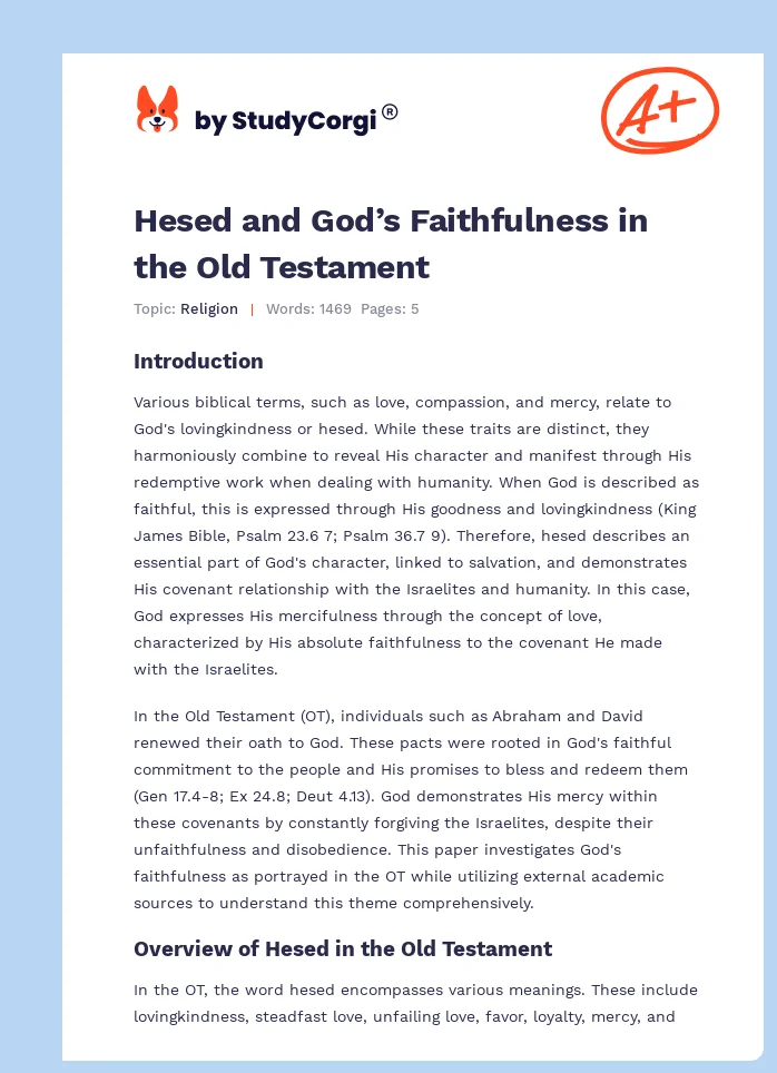 Hesed and God’s Faithfulness in the Old Testament. Page 1