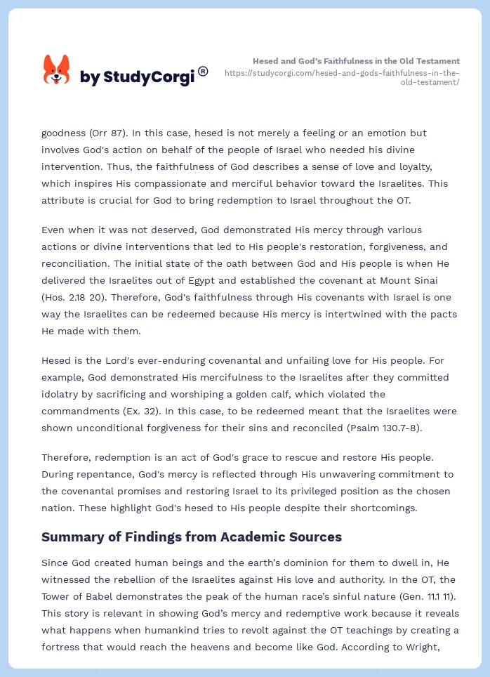 Hesed and God’s Faithfulness in the Old Testament. Page 2
