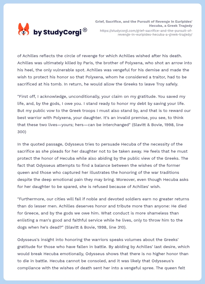 Grief, Sacrifice, and the Pursuit of Revenge in Euripides' Hecuba, a Greek Tragedy. Page 2