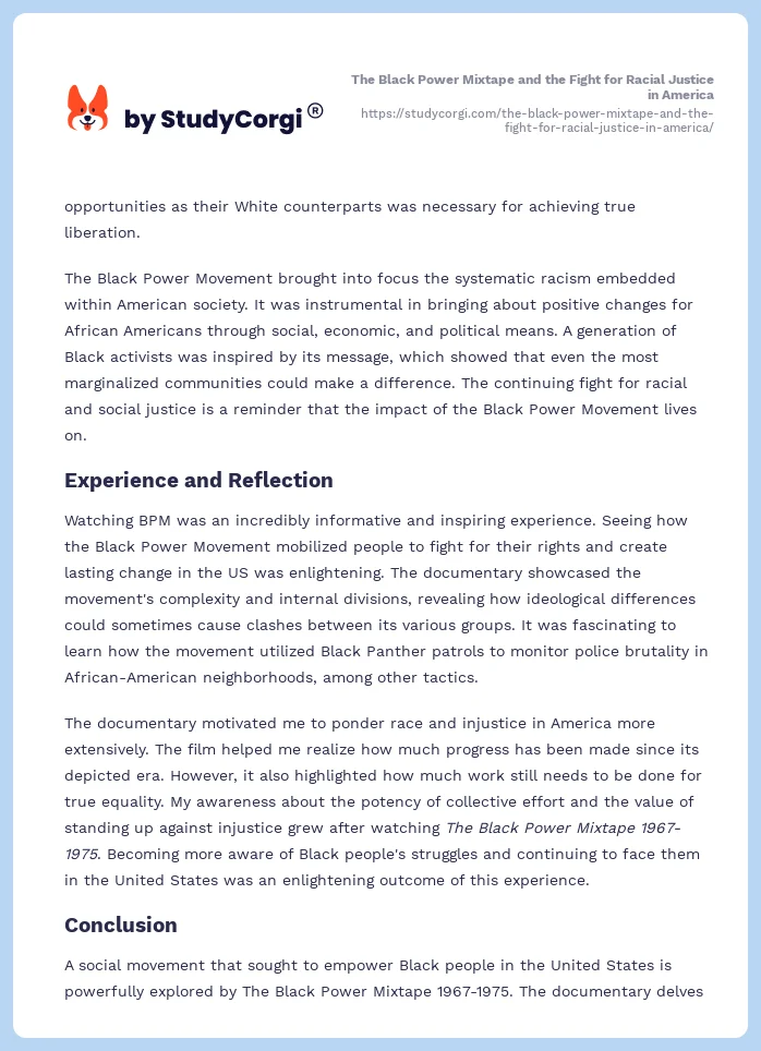 The Black Power Mixtape and the Fight for Racial Justice in America. Page 2