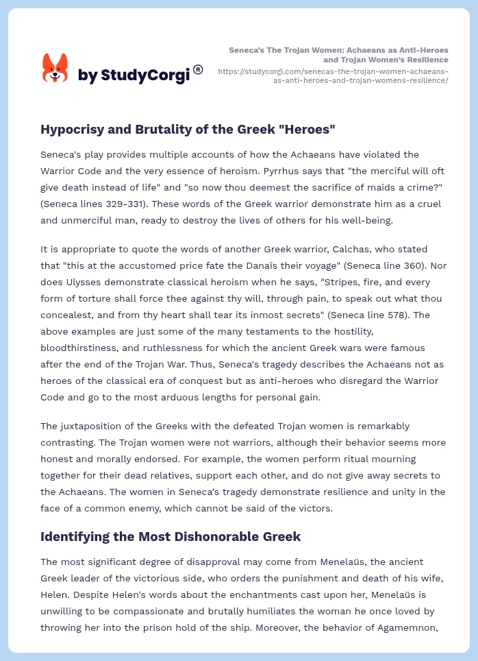 Seneca’s The Trojan Women: Achaeans as Anti-Heroes and Trojan Women’s Resilience. Page 2