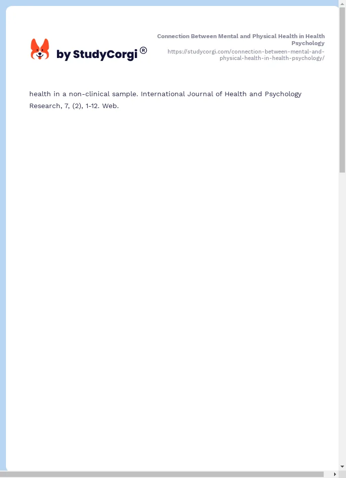 Connection Between Mental and Physical Health in Health Psychology. Page 2
