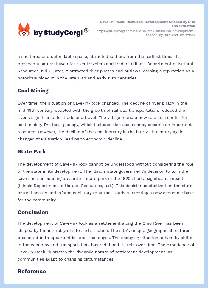 Cave-in-Rock: Historical Development Shaped by Site and Situation. Page 2