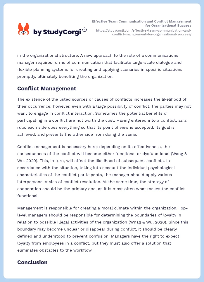 Effective Team Communication and Conflict Management for Organizational Success. Page 2