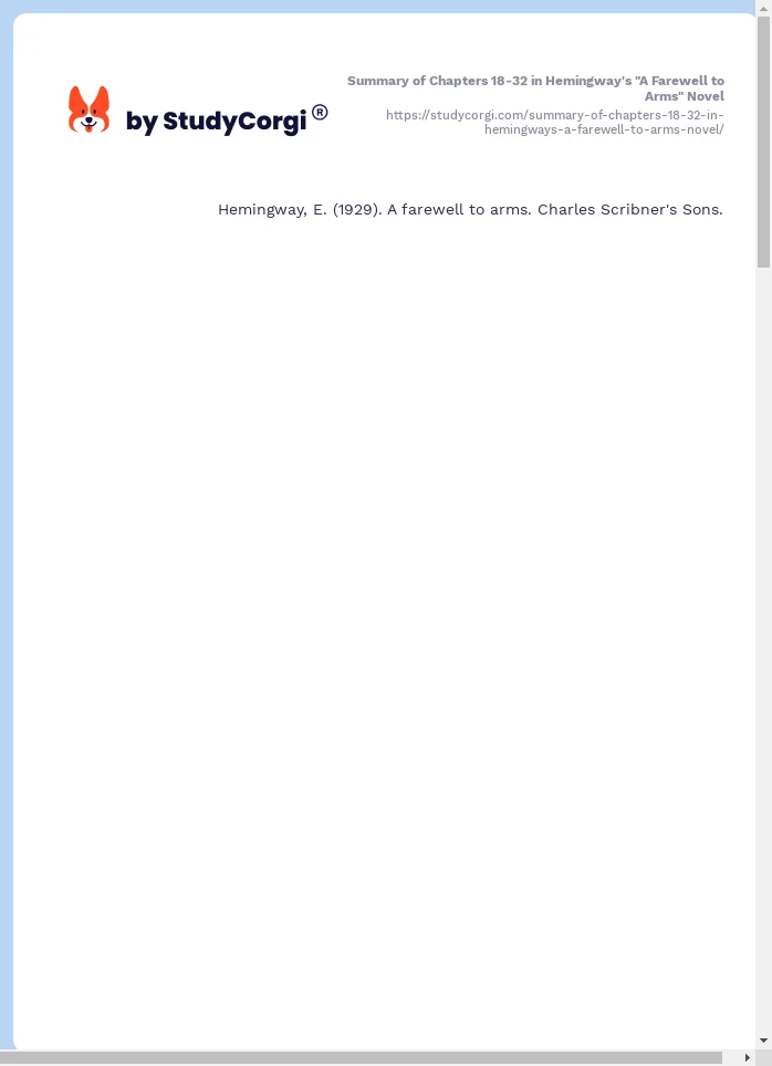 Summary of Chapters 18-32 in Hemingway's "A Farewell to Arms" Novel. Page 2