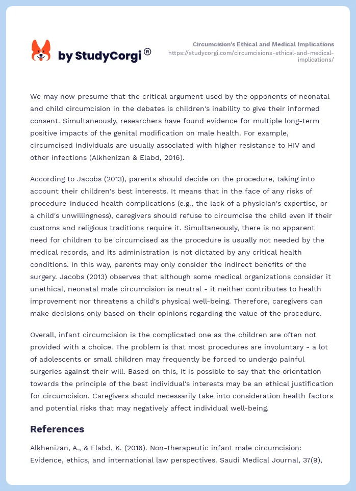 Circumcision's Ethical and Medical Implications. Page 2