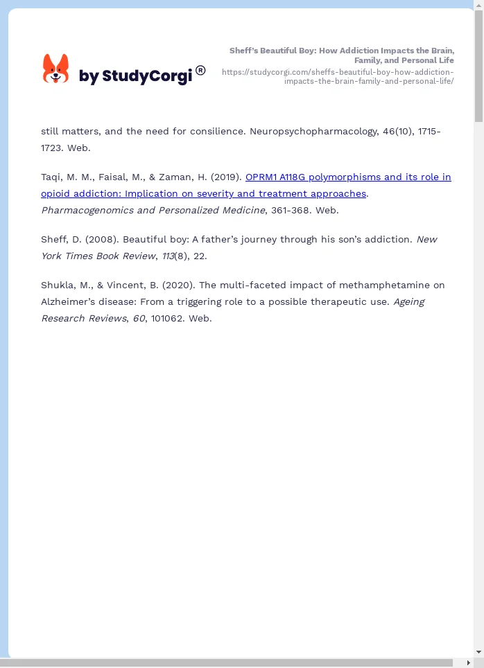 Sheff’s Beautiful Boy: How Addiction Impacts the Brain, Family, and Personal Life. Page 2