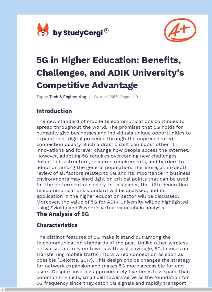 5G in Higher Education: Benefits, Challenges, and ADIK University’s Competitive Advantage. Page 1