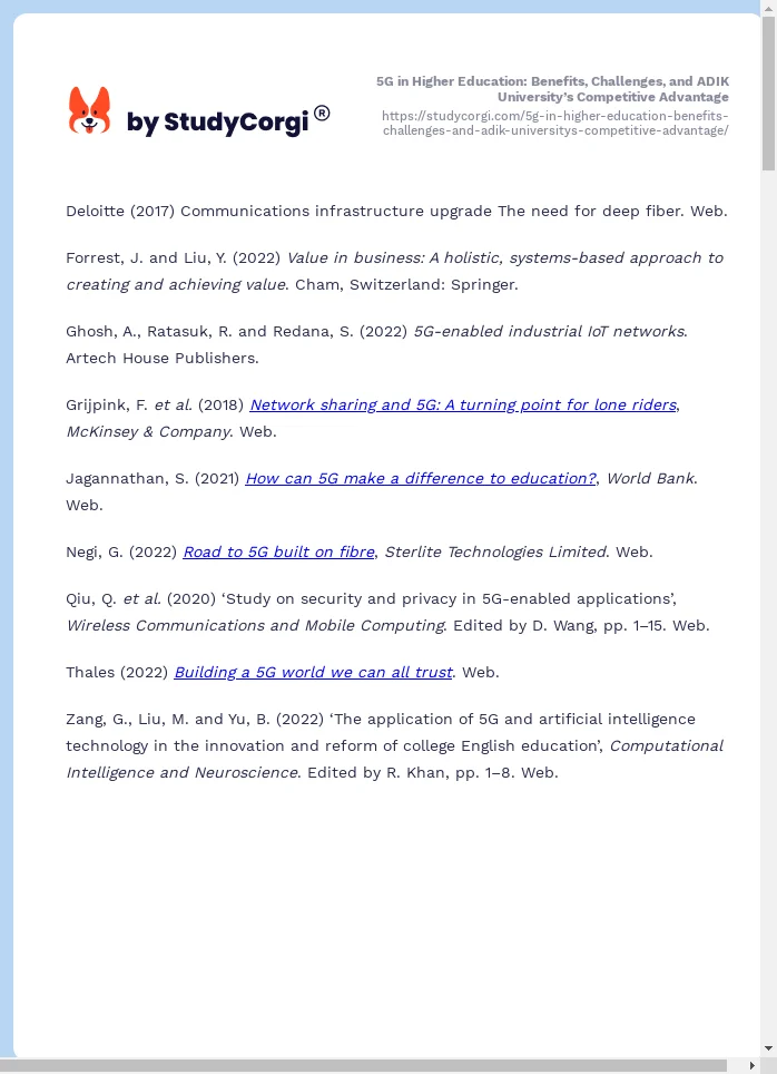 5G in Higher Education: Benefits, Challenges, and ADIK University’s Competitive Advantage. Page 2