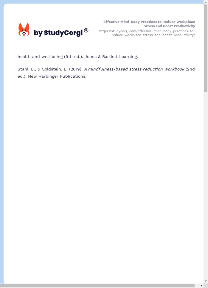 Effective Mind-Body Practices to Reduce Workplace Stress and Boost Productivity. Page 2