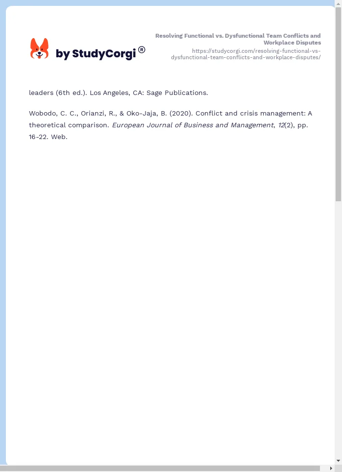 Resolving Functional vs. Dysfunctional Team Conflicts and Workplace Disputes. Page 2