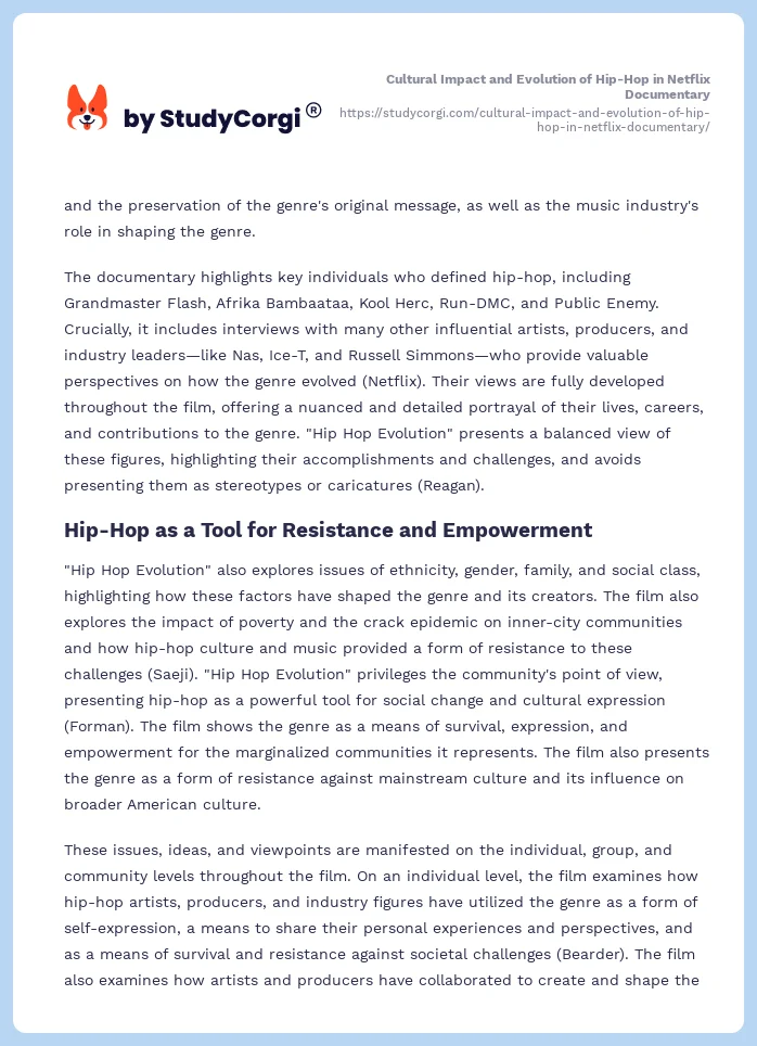 Cultural Impact and Evolution of Hip-Hop in Netflix Documentary. Page 2