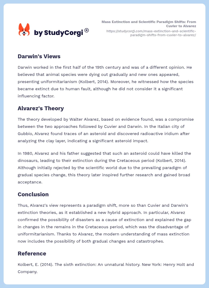 Mass Extinction and Scientific Paradigm Shifts: From Cuvier to Alvarez. Page 2