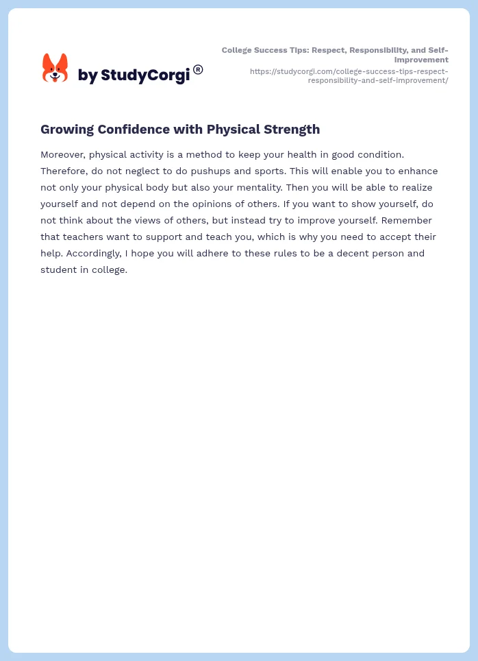 College Success Tips: Respect, Responsibility, and Self-Improvement. Page 2