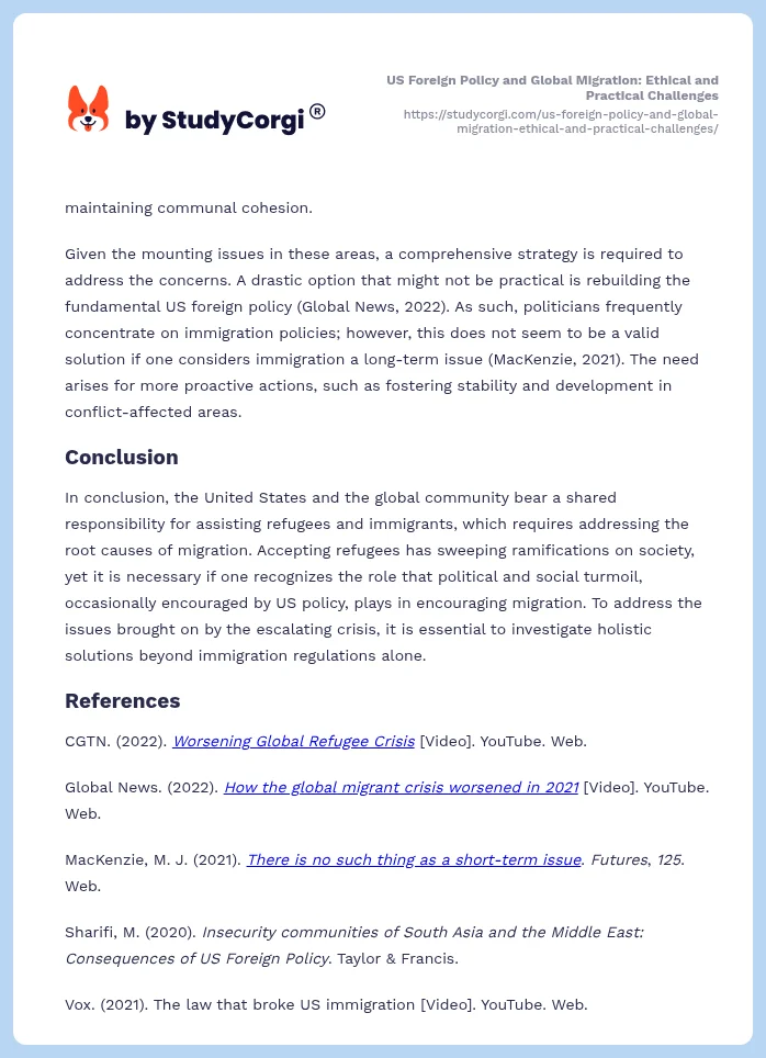 US Foreign Policy and Global Migration: Ethical and Practical Challenges. Page 2