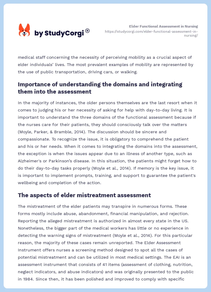 Elder Functional Assessment in Nursing. Page 2