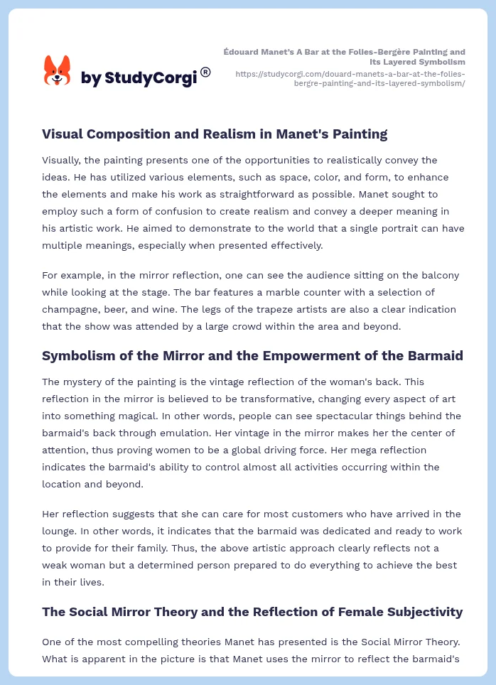 Édouard Manet’s A Bar at the Folies-Bergère Painting and Its Layered Symbolism. Page 2