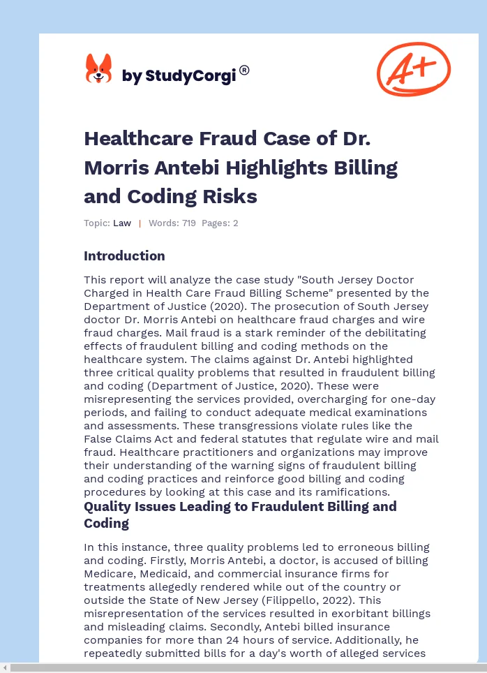 Healthcare Fraud Case of Dr. Morris Antebi Highlights Billing and Coding Risks. Page 1