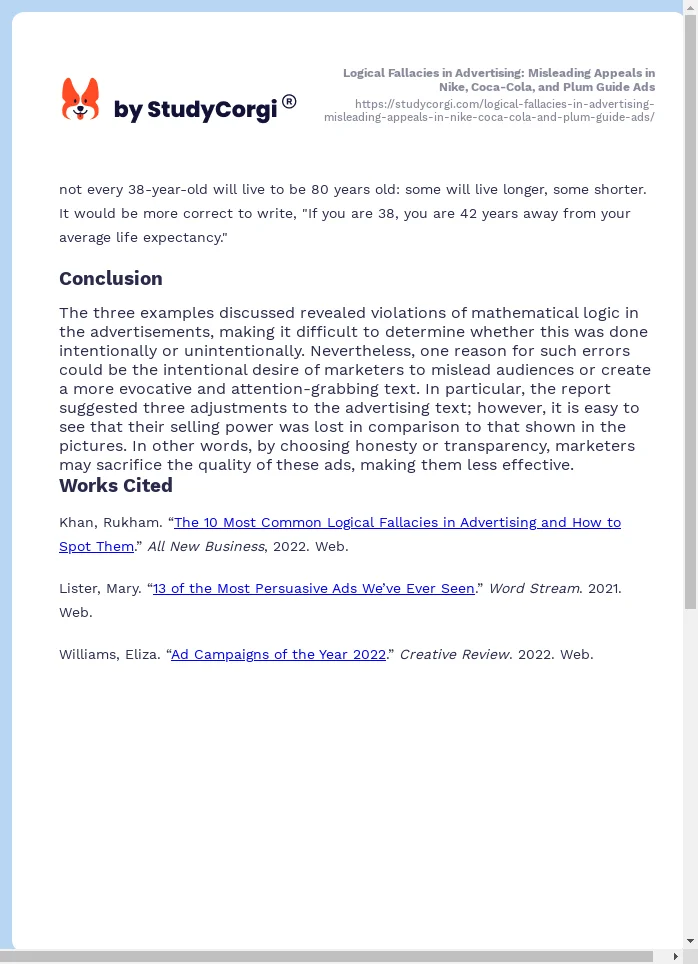 Logical Fallacies in Advertising: Misleading Appeals in Nike, Coca-Cola, and Plum Guide Ads. Page 2