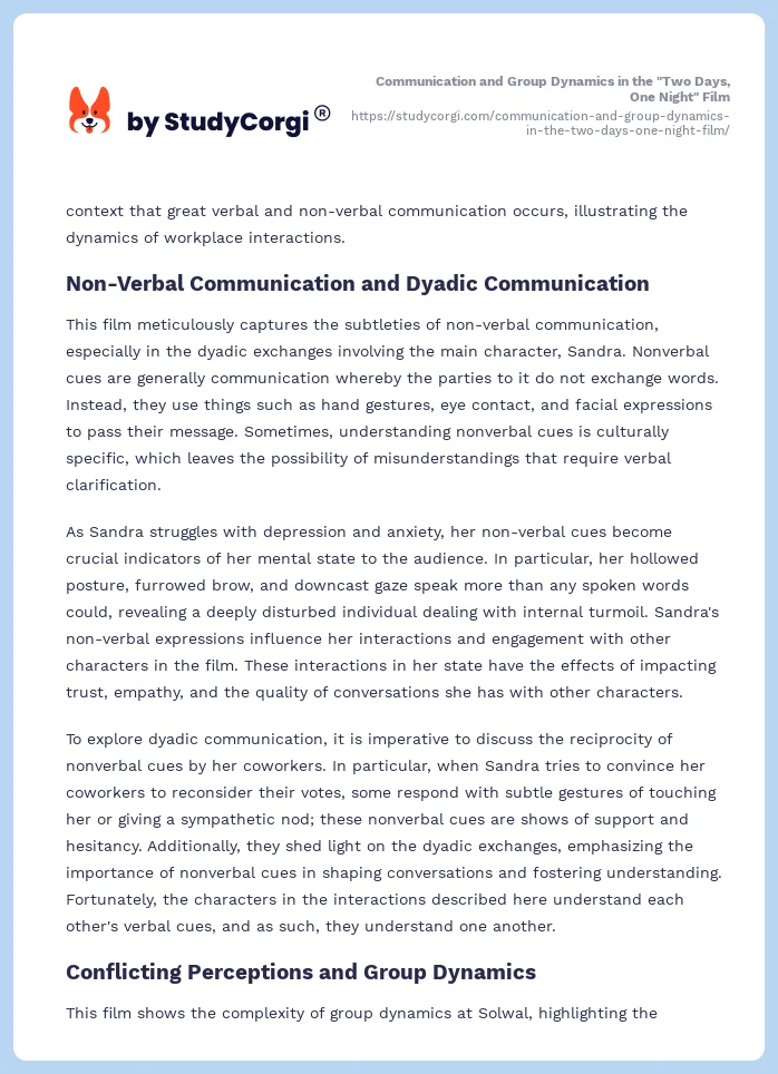 Communication and Group Dynamics in the "Two Days, One Night" Film. Page 2