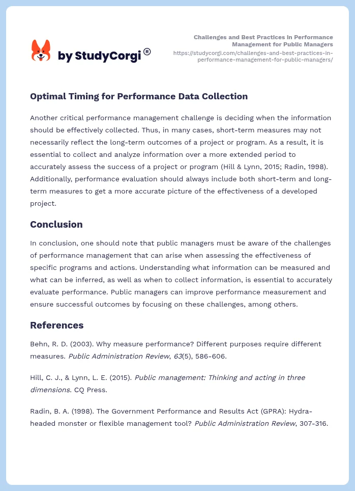Challenges and Best Practices in Performance Management for Public Managers. Page 2