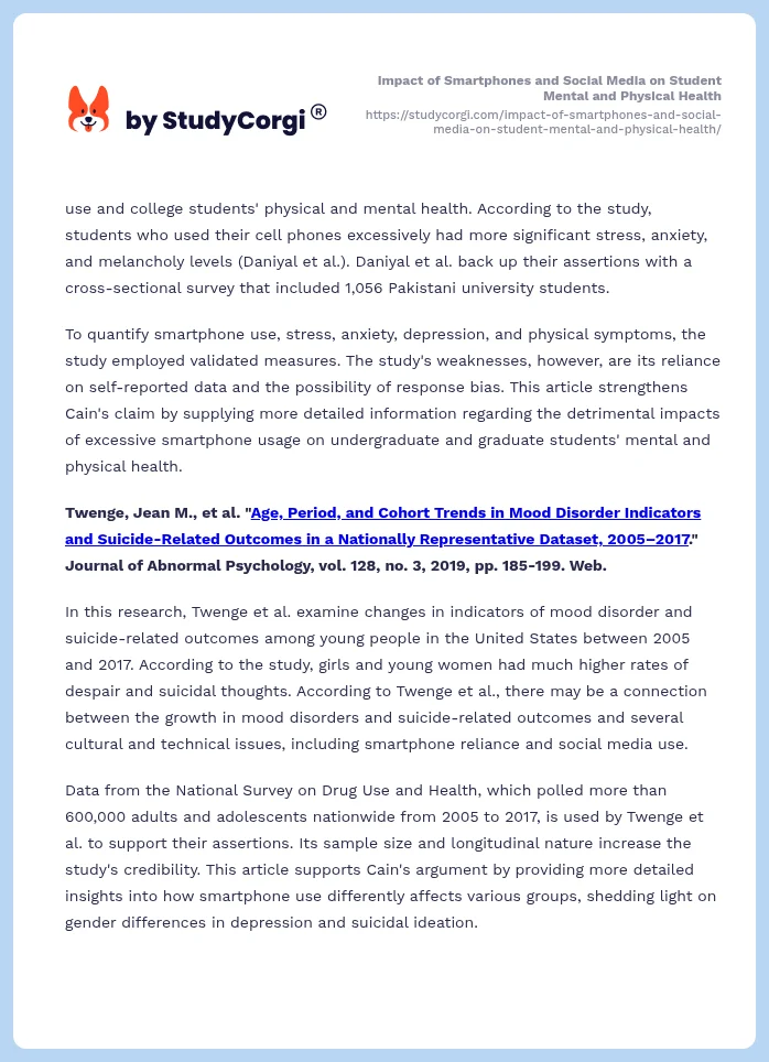 Impact of Smartphones and Social Media on Student Mental and Physical Health. Page 2