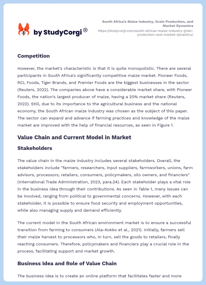 South Africa’s Maize Industry, Grain Production, and Market Dynamics. Page 2