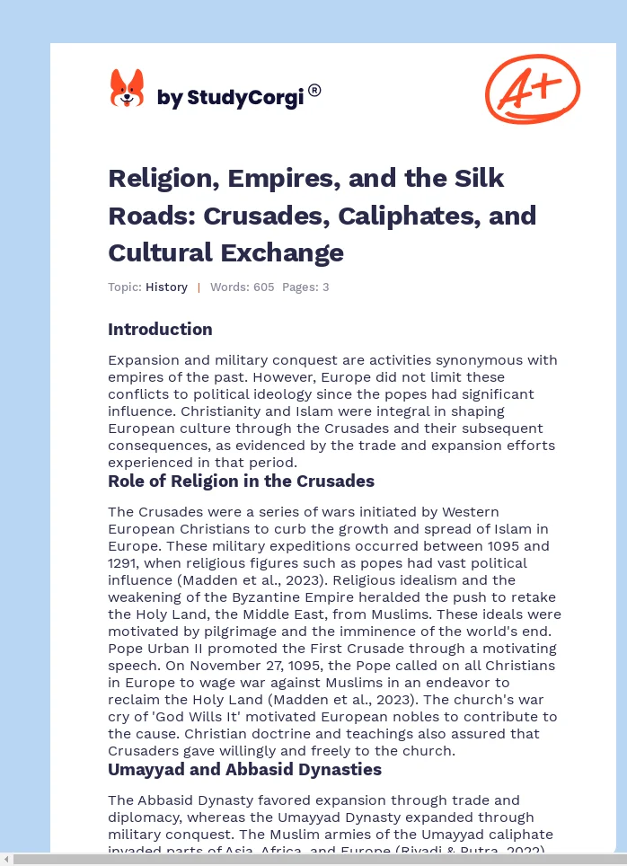 Religion, Empires, and the Silk Roads: Crusades, Caliphates, and Cultural Exchange. Page 1