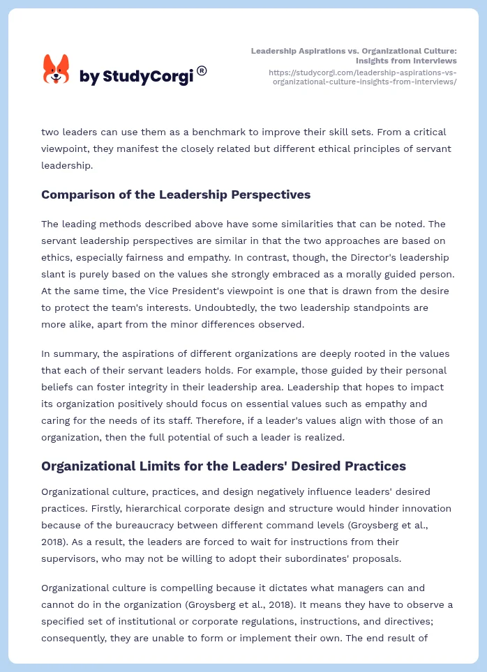 Leadership Aspirations vs. Organizational Culture: Insights from Interviews. Page 2