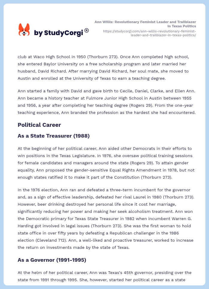 Ann Willis: Revolutionary Feminist Leader and Trailblazer in Texas Politics. Page 2
