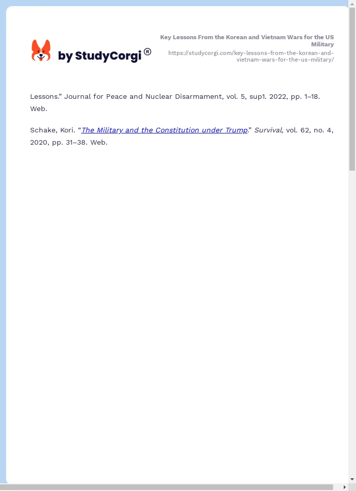 Key Lessons From the Korean and Vietnam Wars for the US Military. Page 2